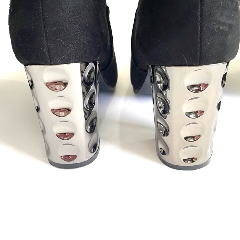 Carlos Santana "Quantum" Black Over The knee Black Suede Boots w/ Silver Heels